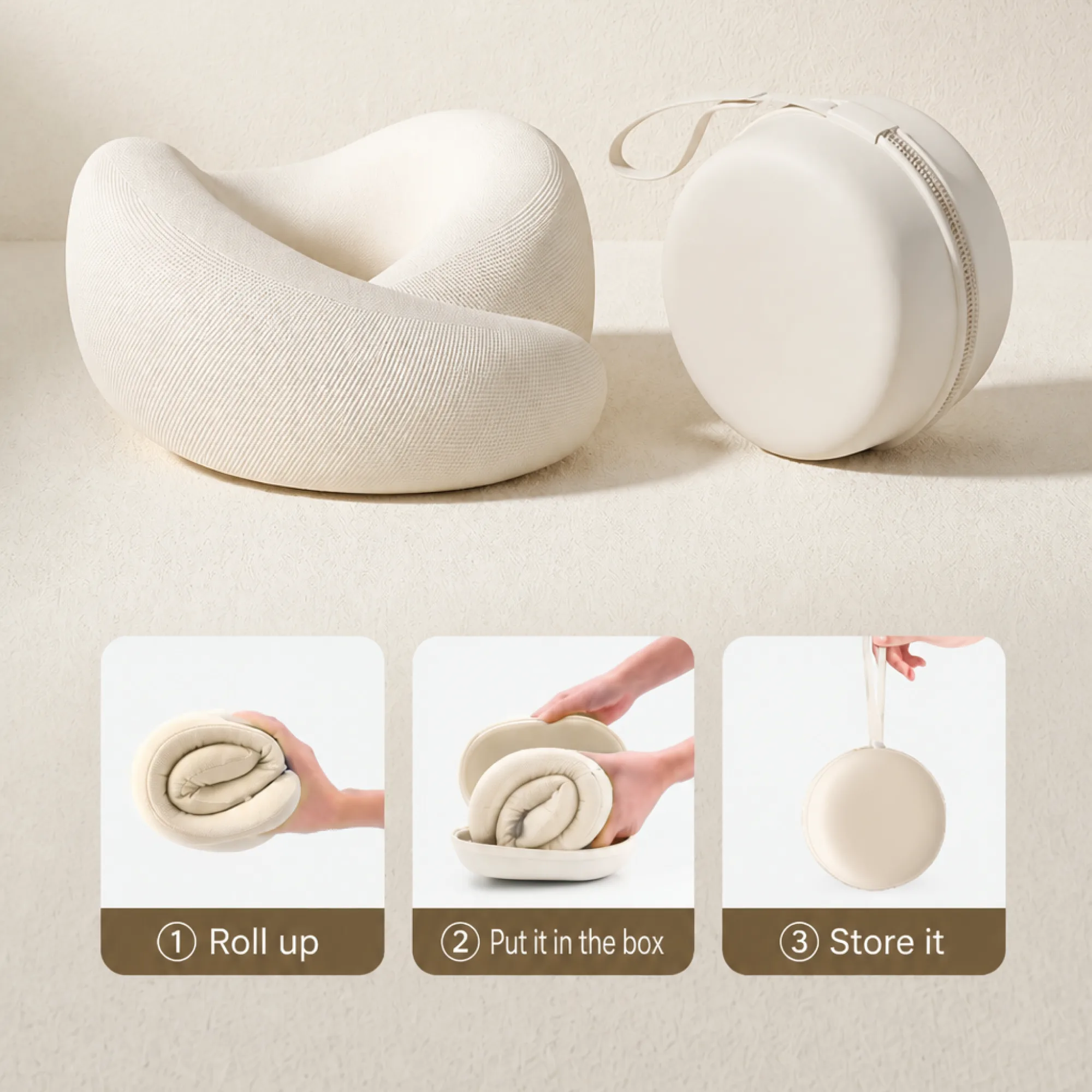U-Shaped Travel Neck Pillow with Memory Foam Filling thumbnail 5