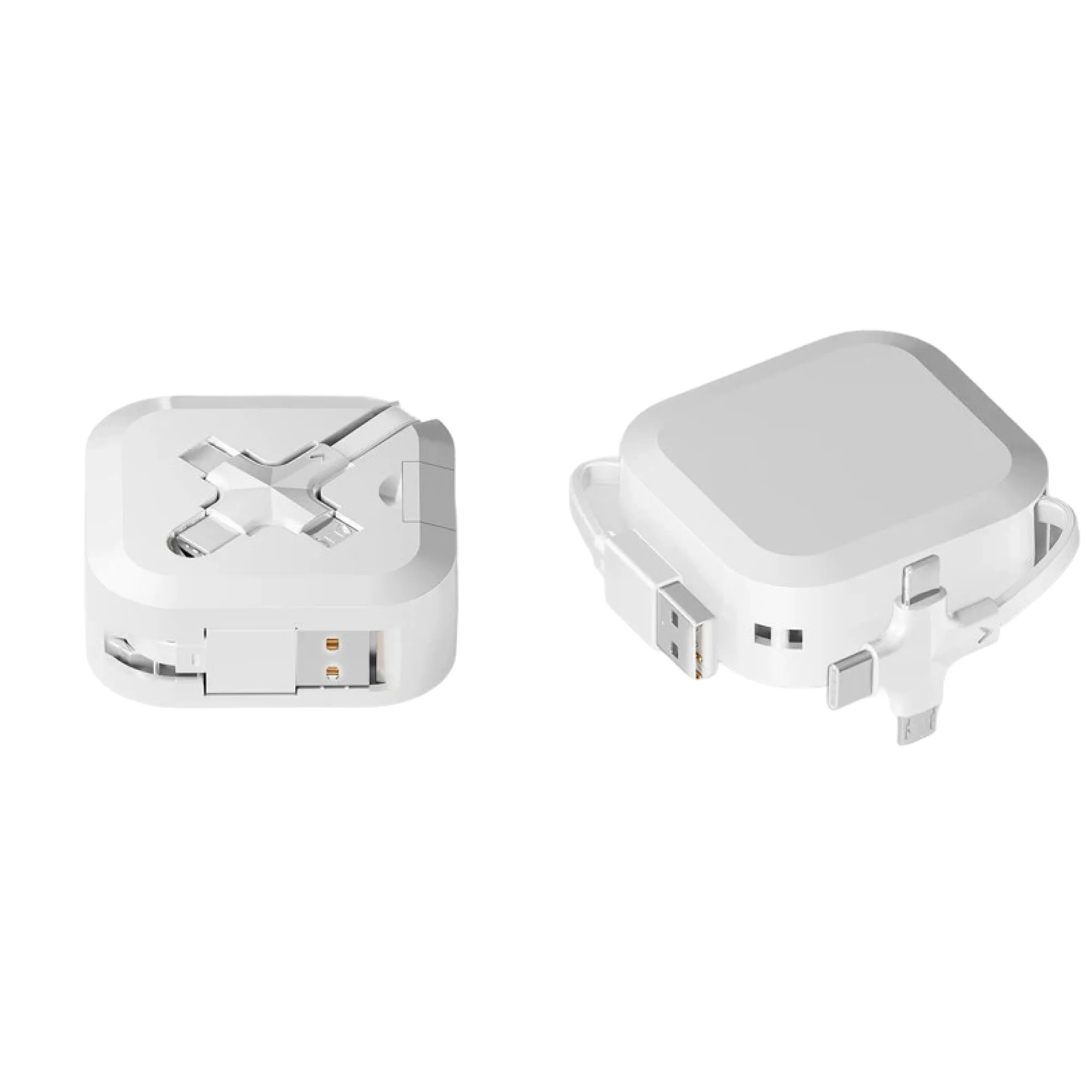 3-in-1 Retractable USB Charging Cable with Lightning, Micro USB, and Type-C Connectors