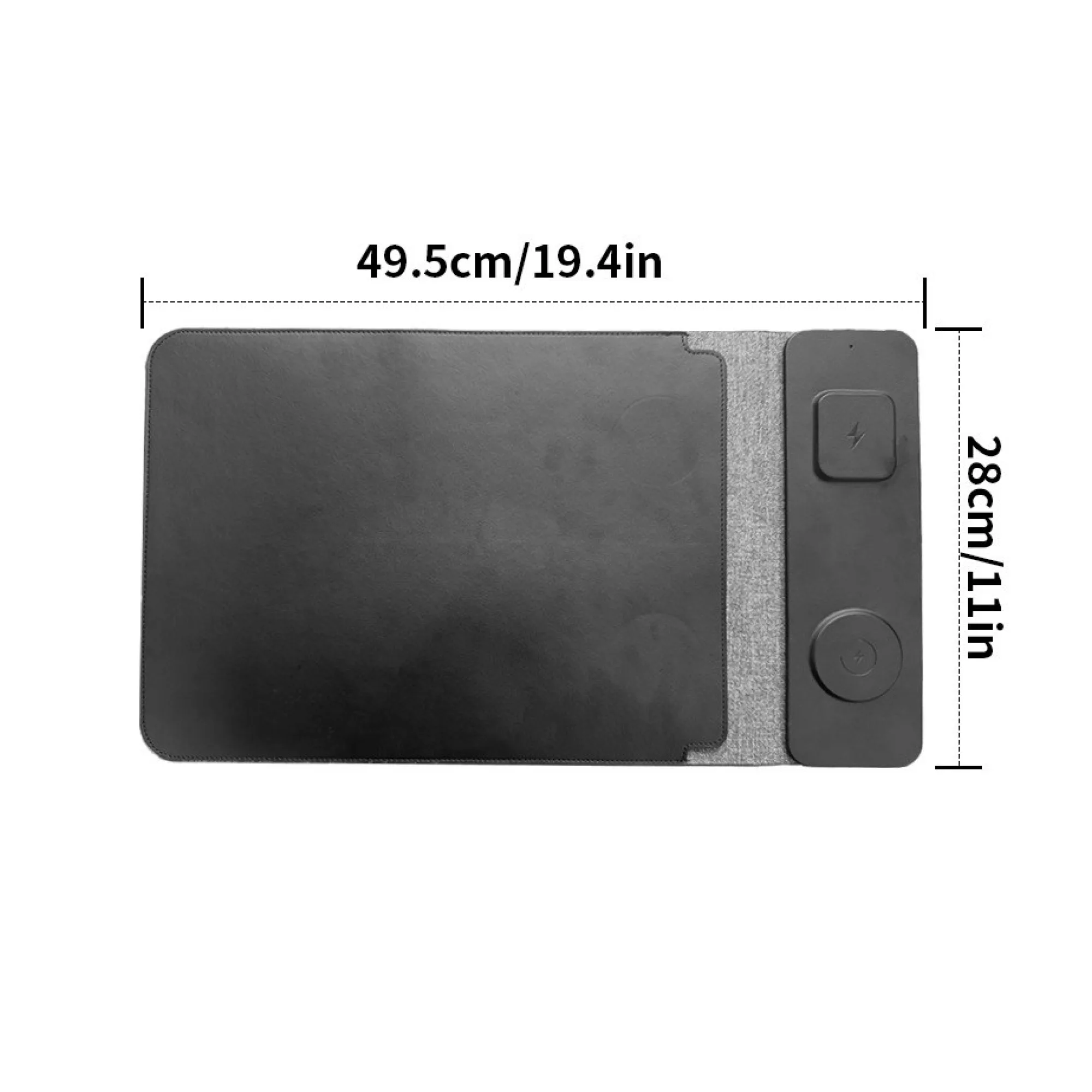 Wireless Charging Desk Mat with PU Leather Surface and Linen Base thumbnail 7