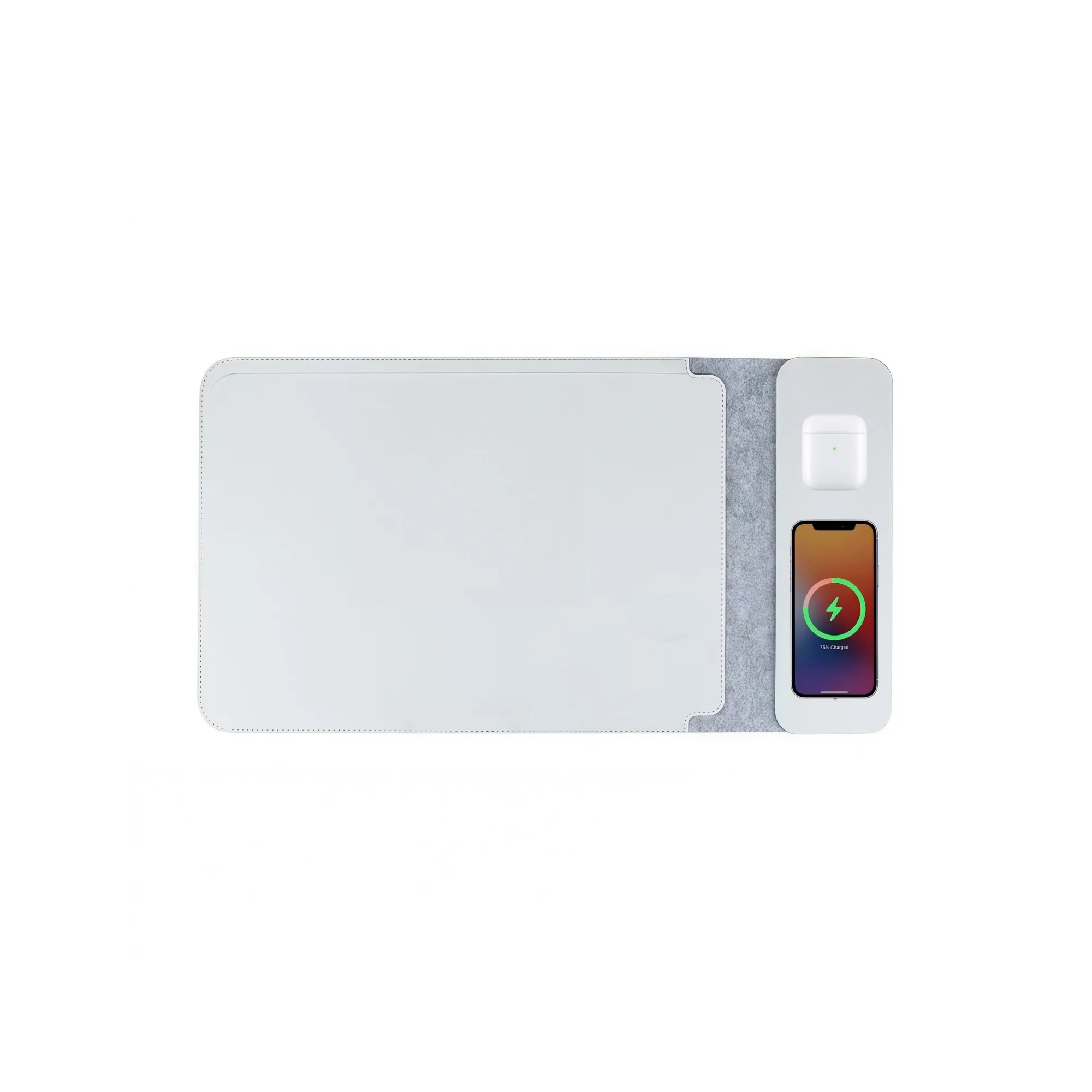 Wireless Charging Desk Mat with PU Leather Surface and Linen Base thumbnail 9