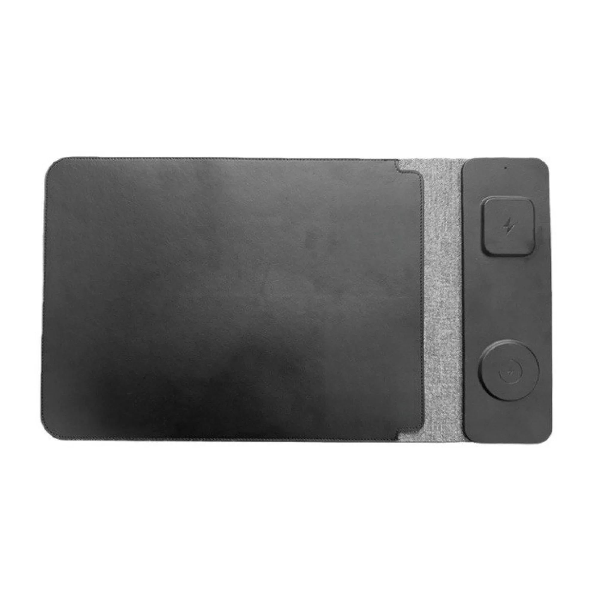 Wireless Charging Desk Mat with PU Leather Surface and Linen Base — View 1