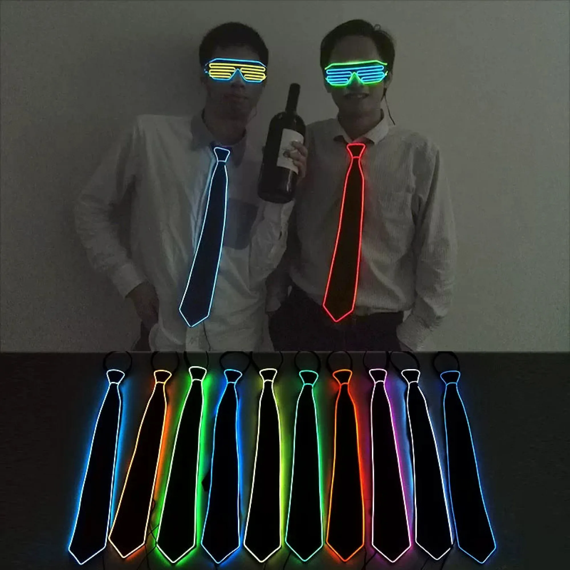 LED Glowing Tie with EL Cold Light Wire