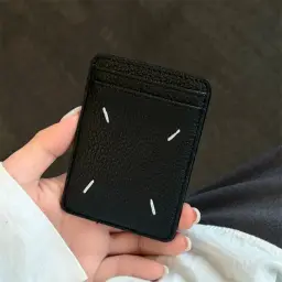 Artificial Leather Magnetic Card Holder with Four Decorative Stitches (White and Black) thumbnail 8