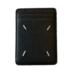 Artificial Leather Magnetic Card Holder with Four Decorative Stitches (White and Black) thumbnail 10