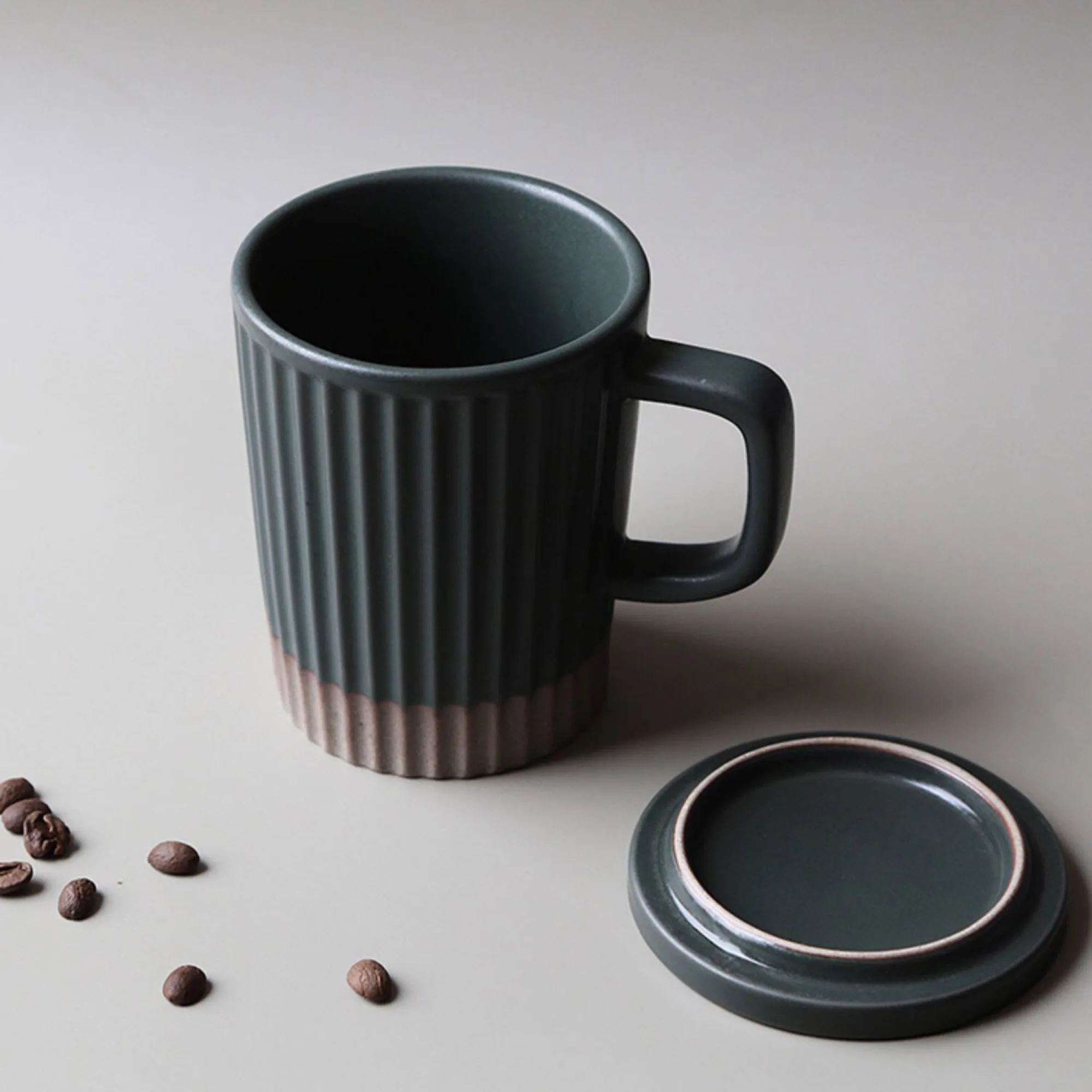 Ceramic Mug with Lid and Optional Nanmu Spoon thumbnail 6
