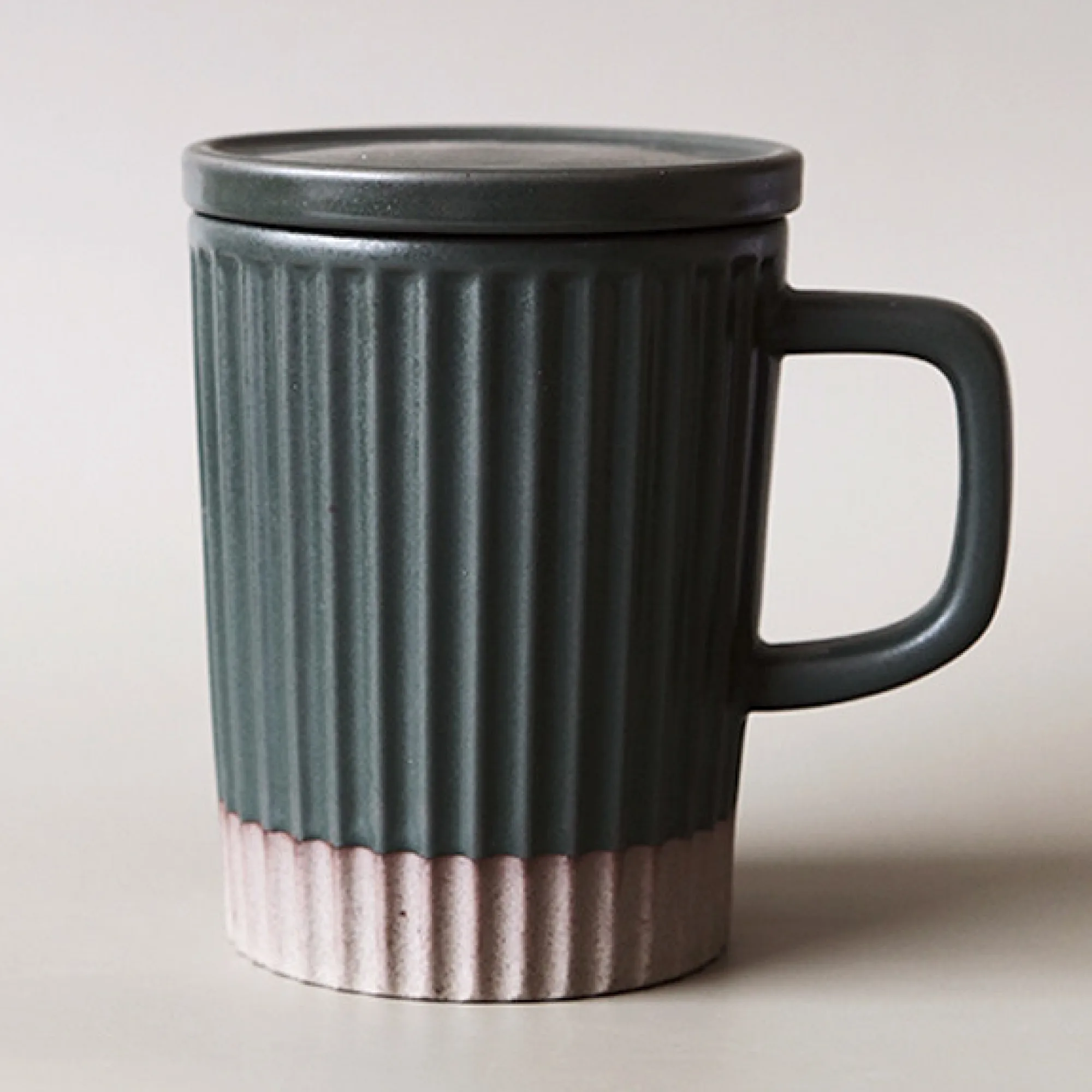 Ceramic Mug with Lid and Optional Nanmu Spoon