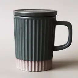 Ceramic Mug with Lid and Optional Nanmu Spoon thumbnail 2