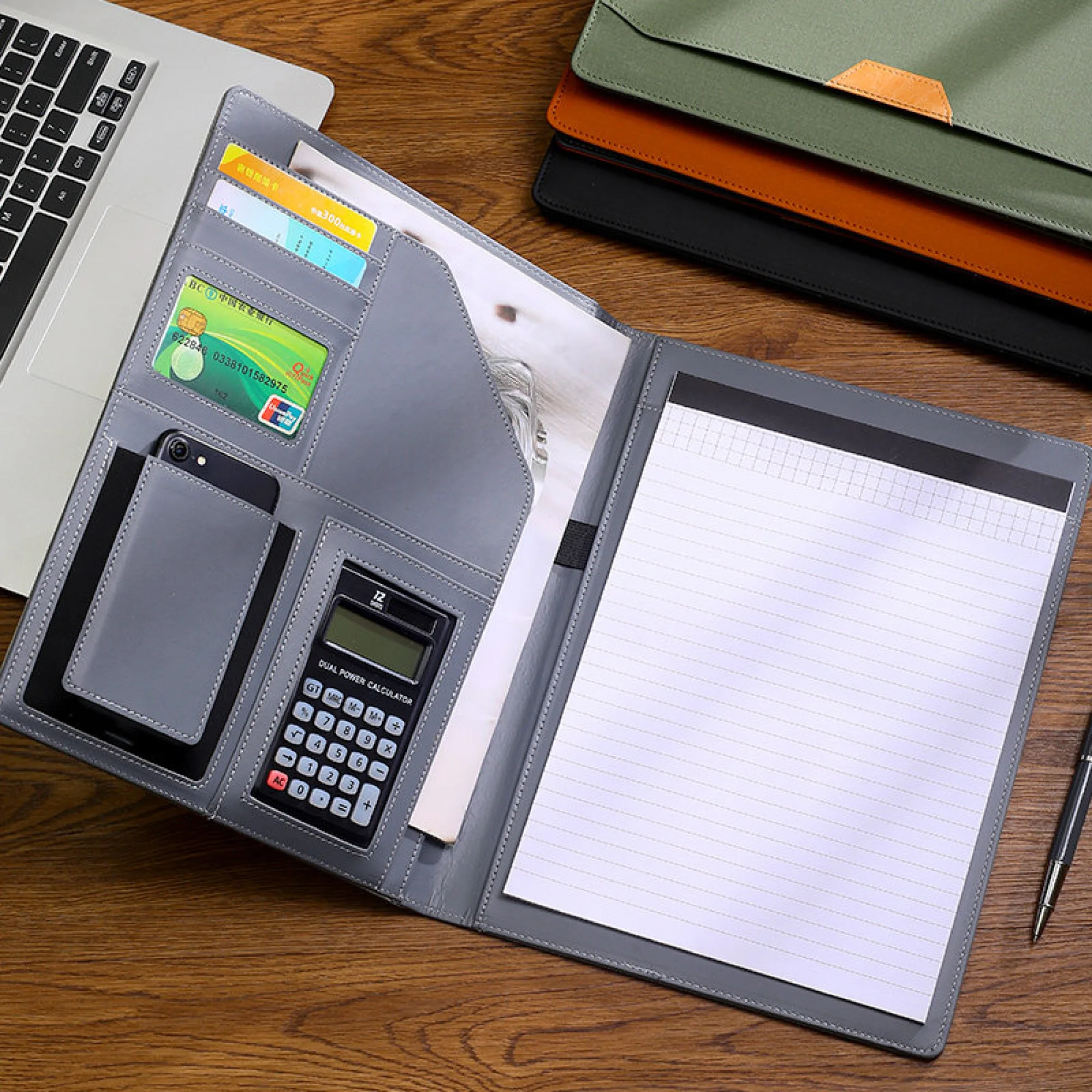 A4 PU Leather Multi-function Document Folder with Calculator Options thumbnail 3
