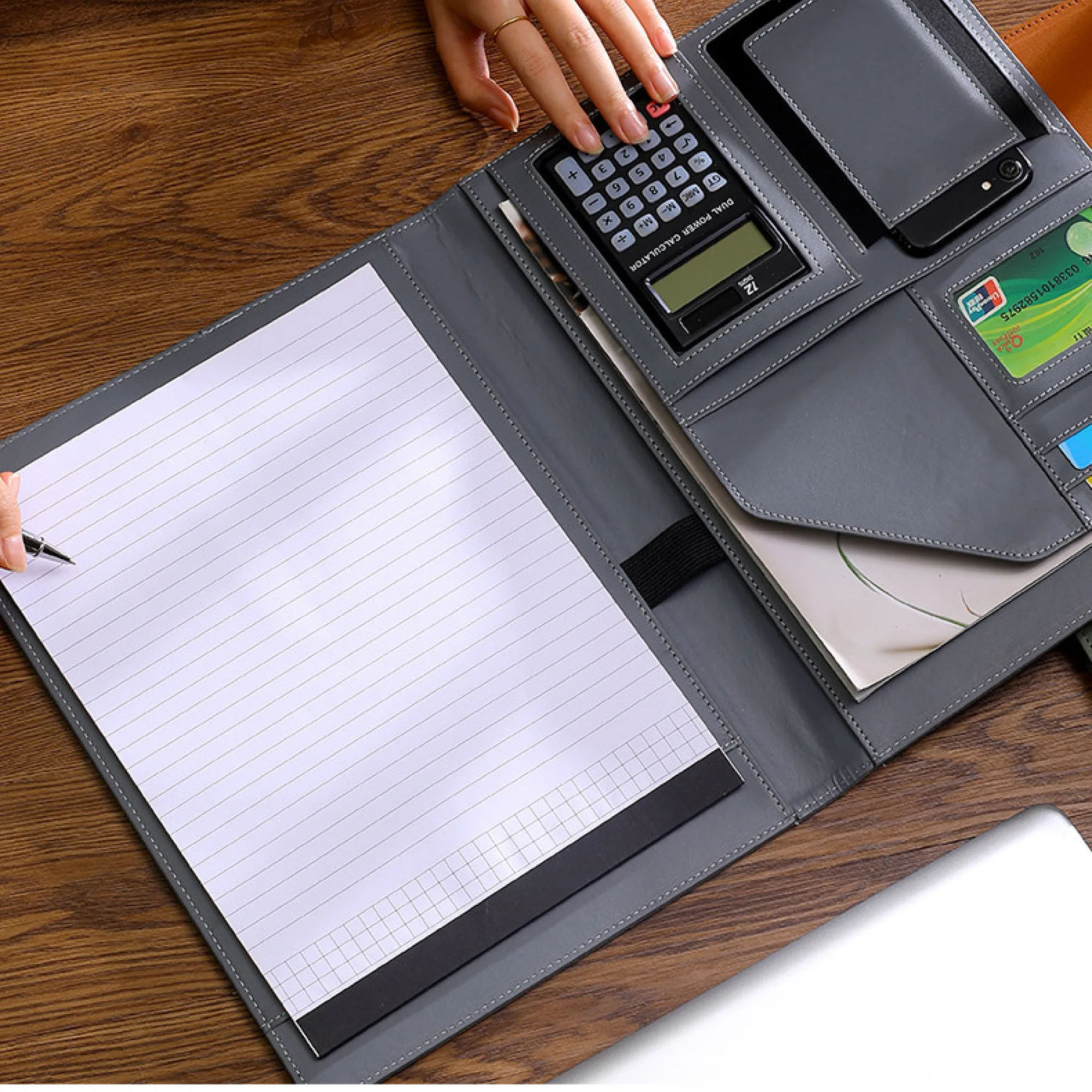 A4 PU Leather Multi-function Document Folder with Calculator Options thumbnail 5