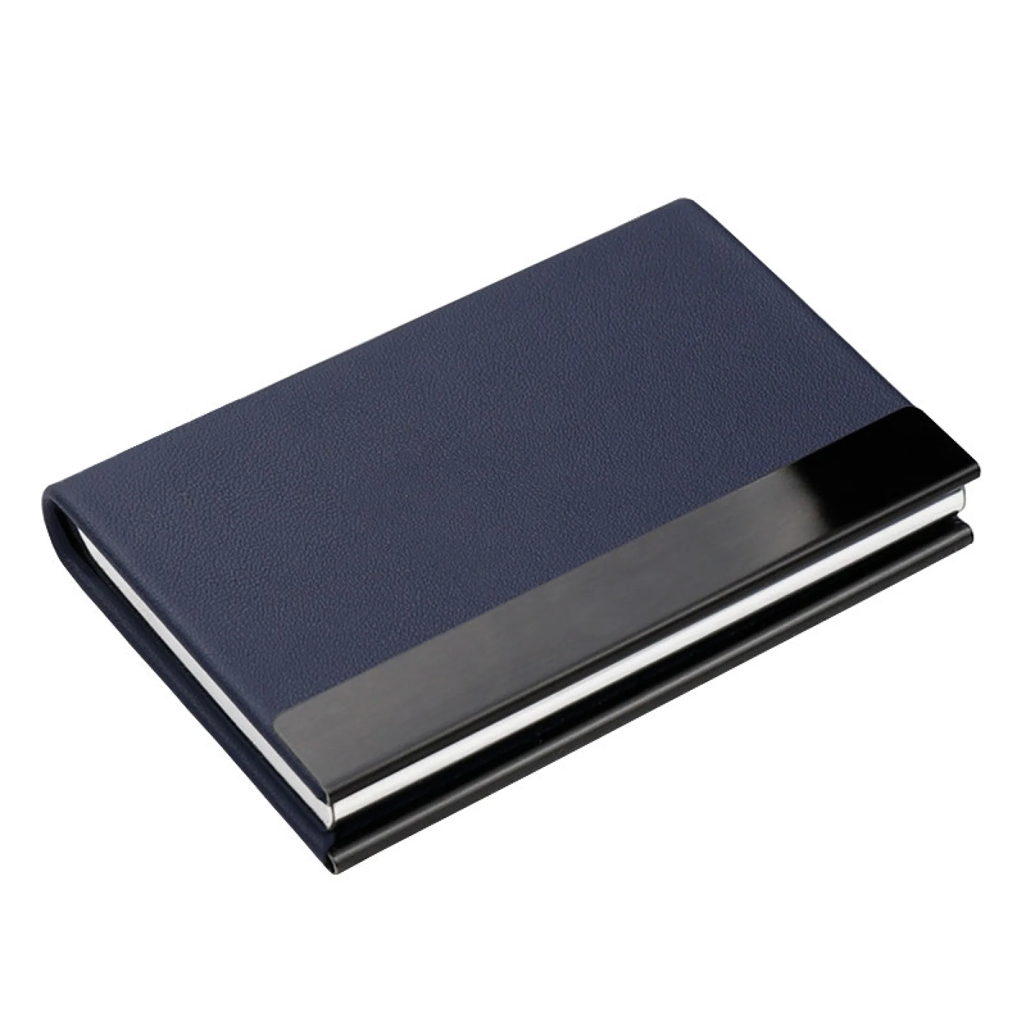 Top-Grain Leather Business Card Holder with Stainless Steel Accents thumbnail 6