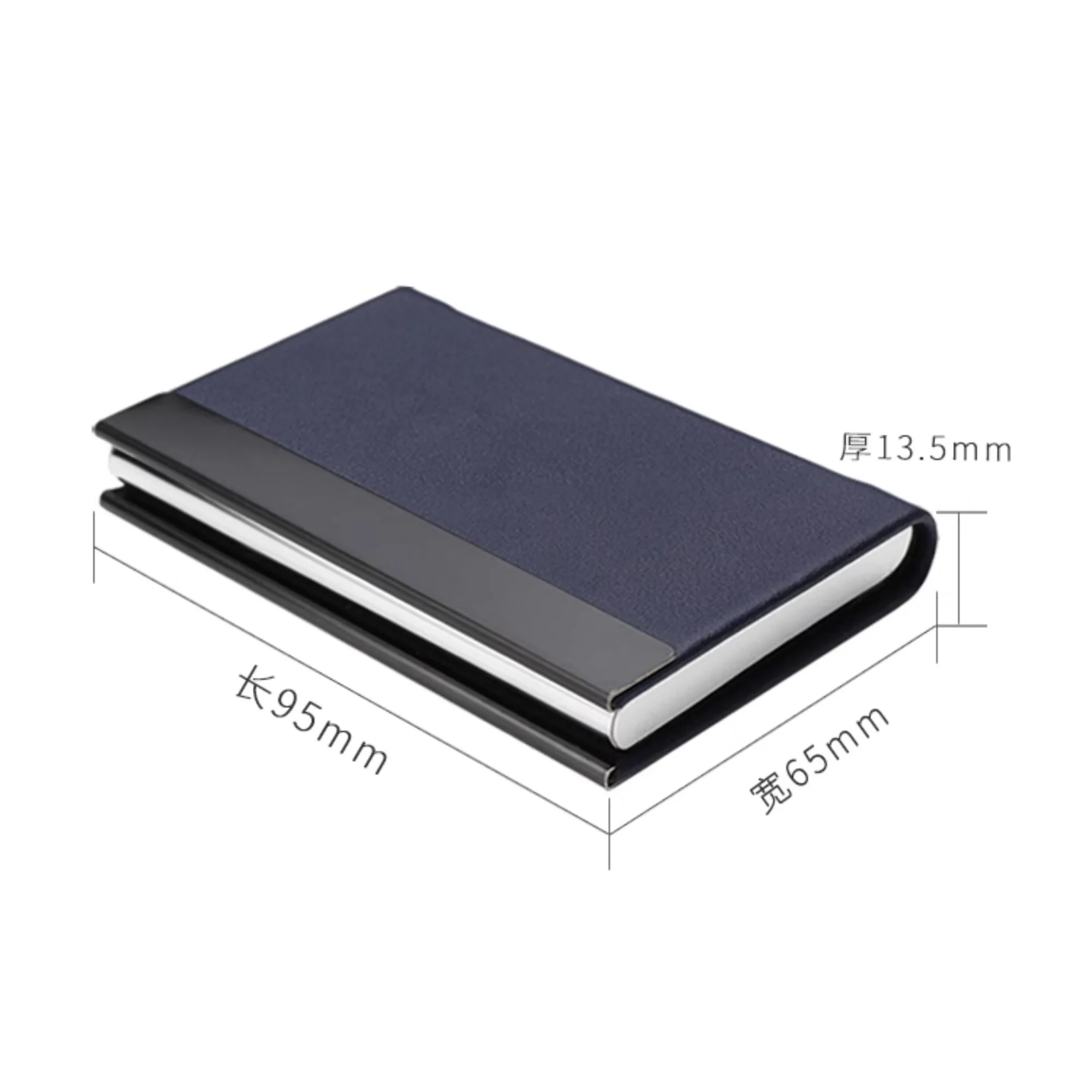 Top-Grain Leather Business Card Holder with Stainless Steel Accents thumbnail 4