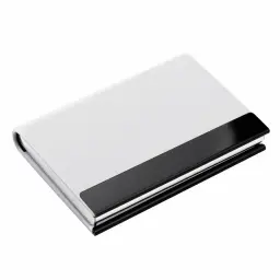 Top-Grain Leather Business Card Holder with Stainless Steel Accents thumbnail 7