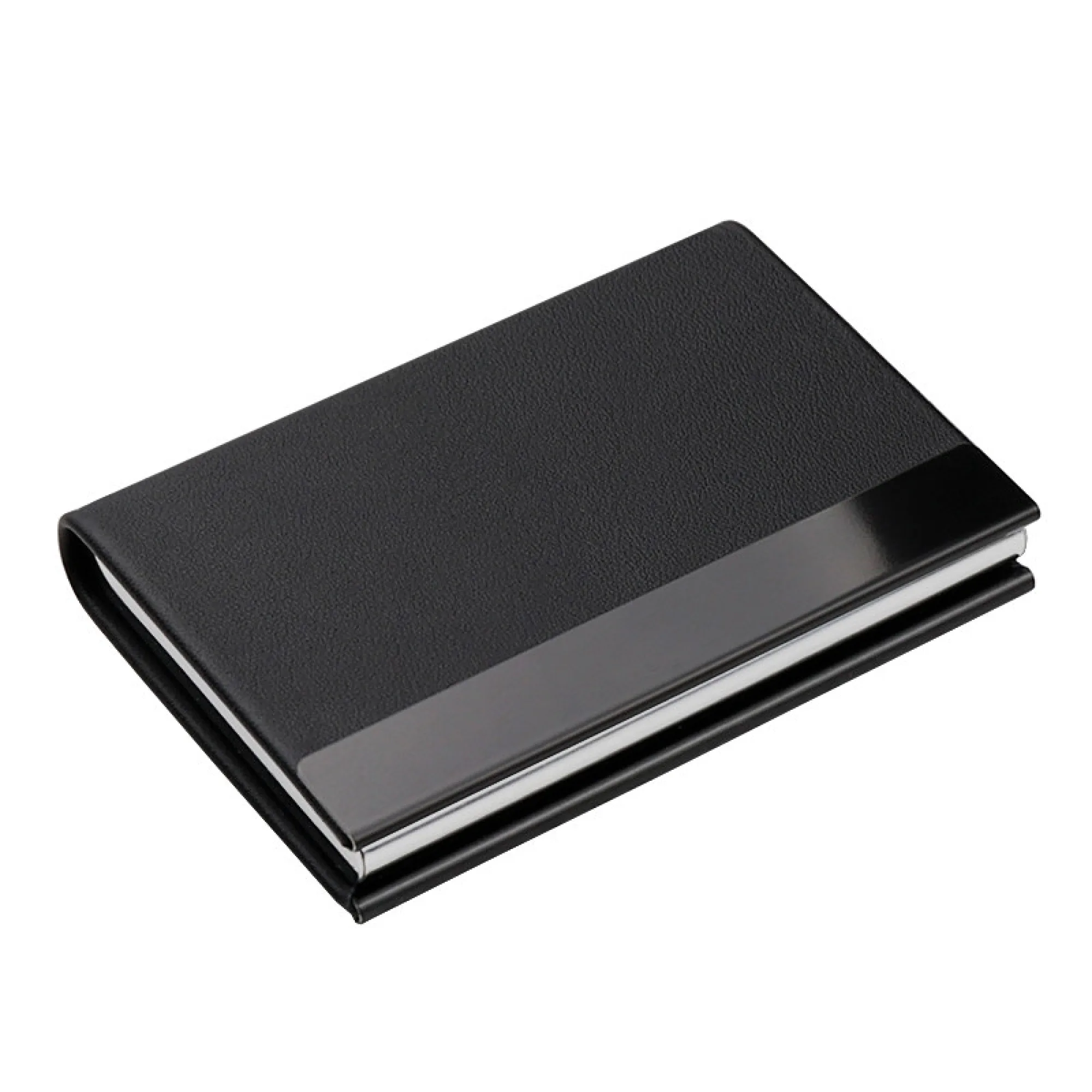 Top-Grain Leather Business Card Holder with Stainless Steel Accents thumbnail 5