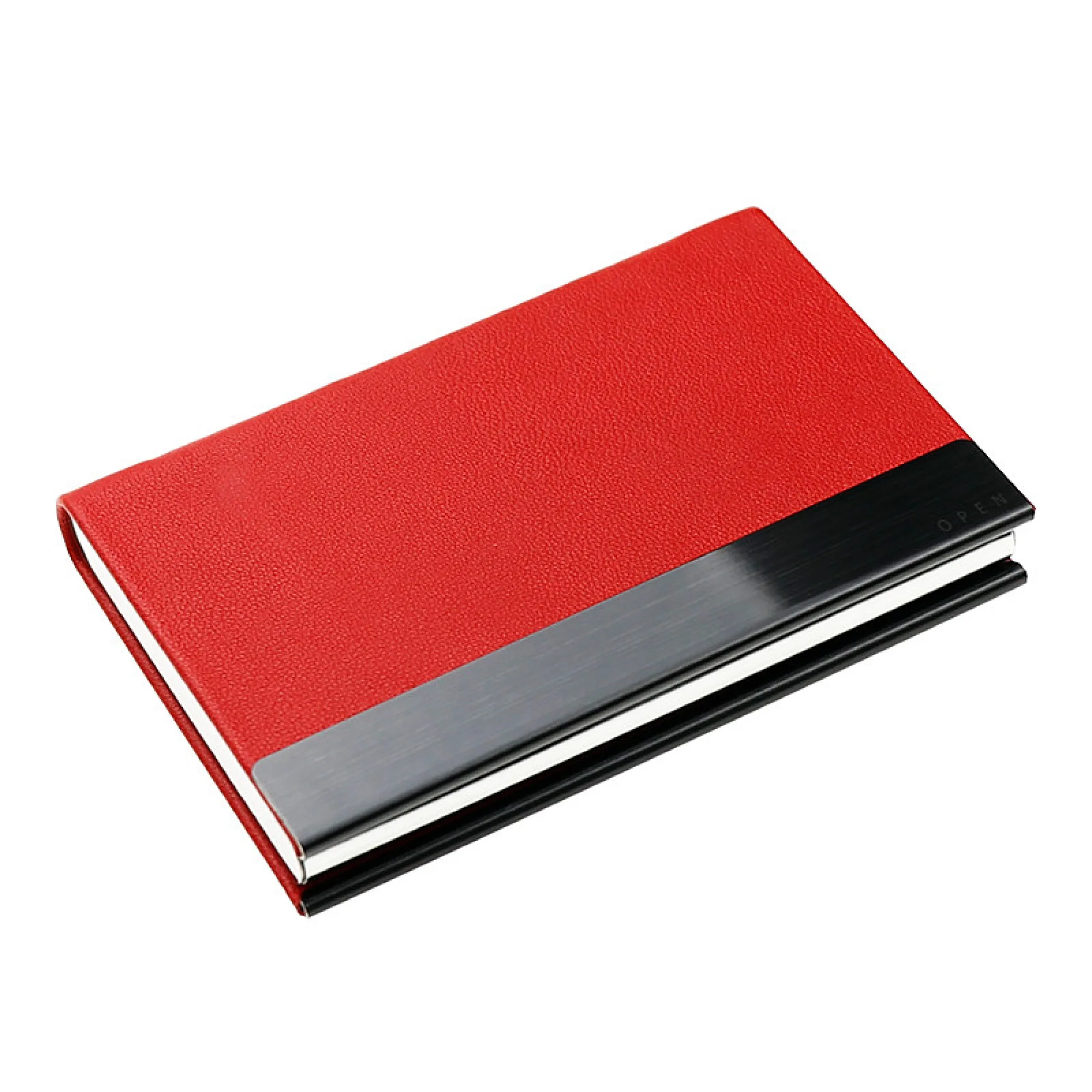 Top-Grain Leather Business Card Holder with Stainless Steel Accents thumbnail 8