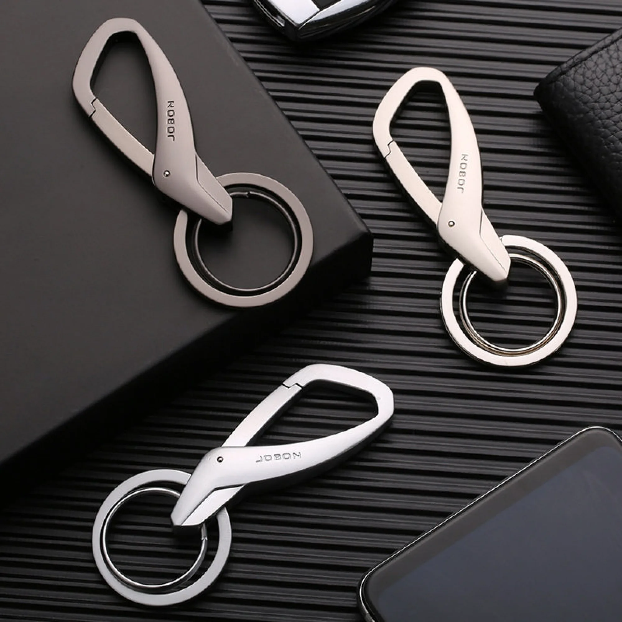 Jobon Zinc Alloy Double Ring Keychain thumbnail 2
