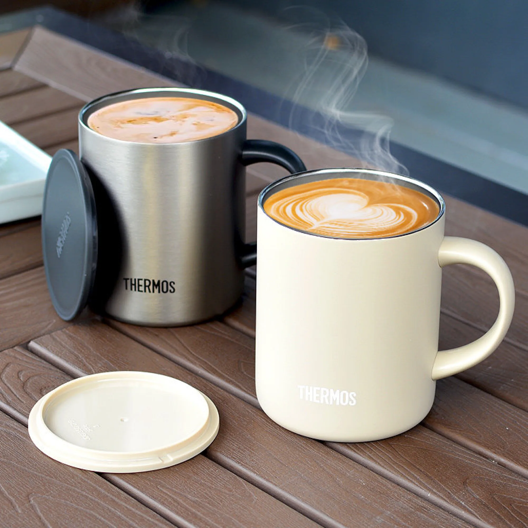 Thermos Insulated Coffee Mug with Lid and Handle — View 1
