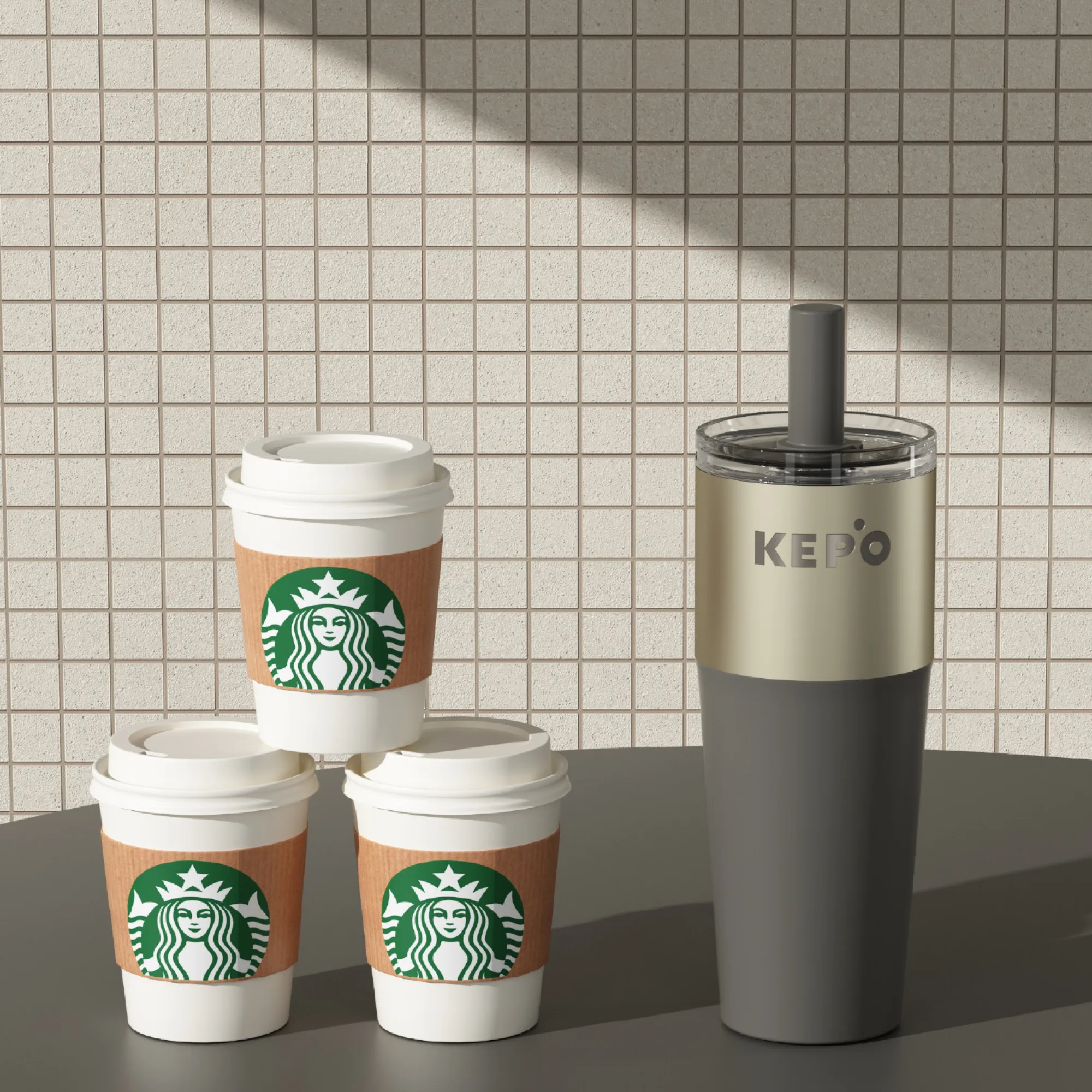 KEPO KC014 T-Shape Stainless Steel Insulated Cup with Straw Lid, 700ml thumbnail 2
