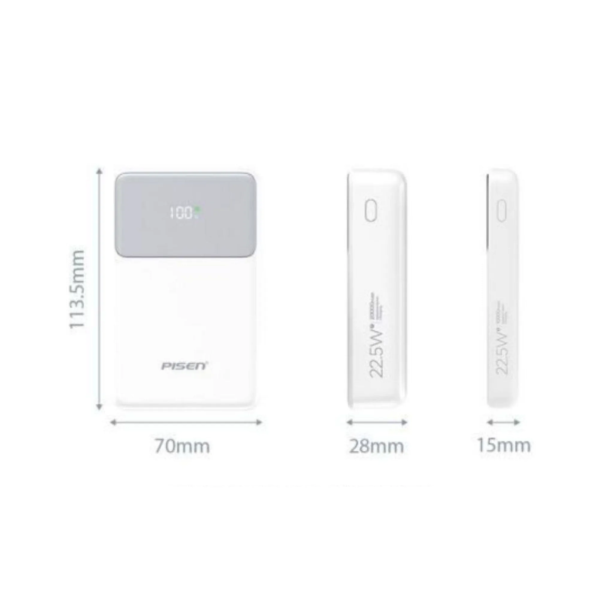 Pisen 10000mAh/20000mAh Power Bank with 22.5W Fast Charging, Standard and Built-in Cable Models thumbnail 8