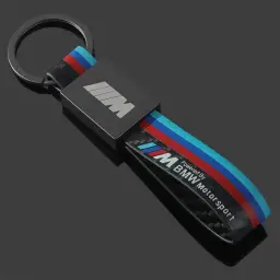 Metal Keychain with Leather Strap and Carbon Fiber Texture thumbnail 6
