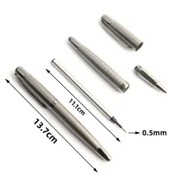 Metal Ballpoint Pen with Stainless Steel Cap, 0.5mm Black/Blue Ink thumbnail 2