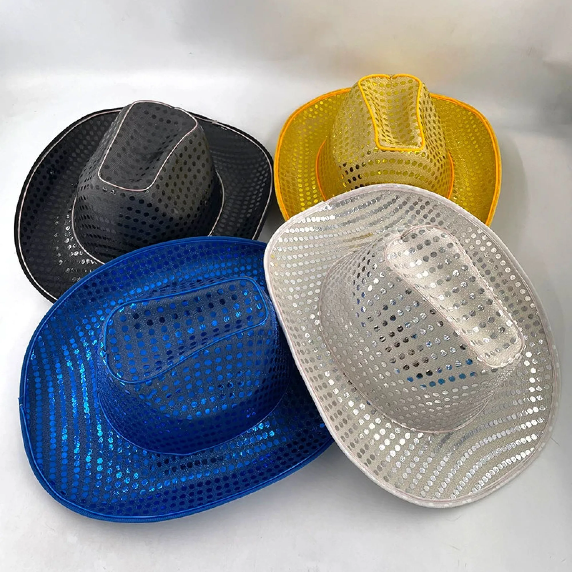 LED Light-Up Sequined Cowboy Hat — View 1