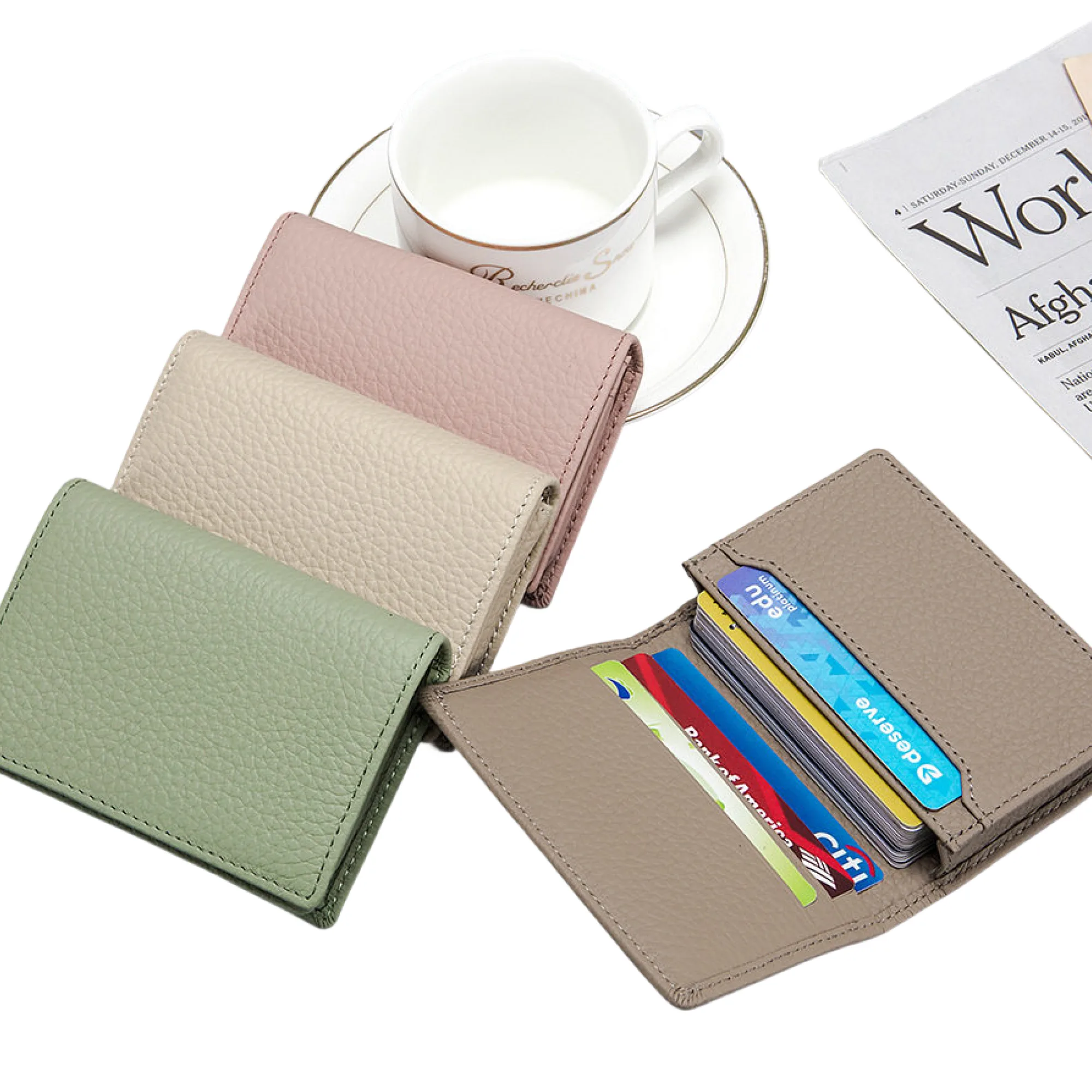 Top-Grain Cowhide Leather Card Case and Coin Purse
