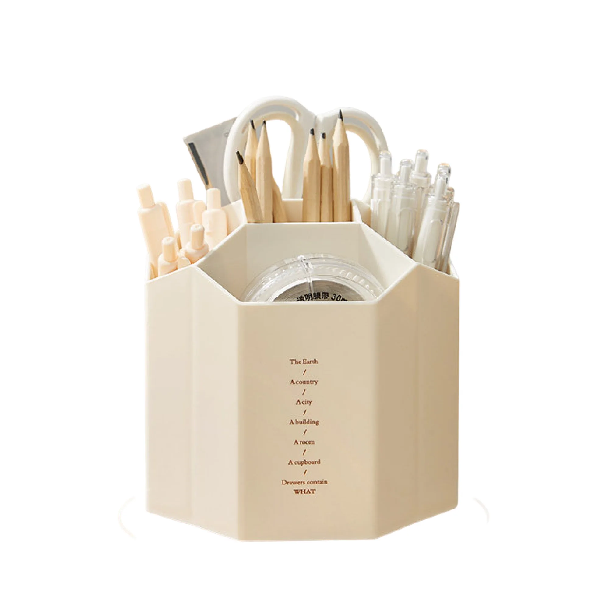 Rotating and Non-Rotating Multi-Compartment Desk Organizer Pen Holder