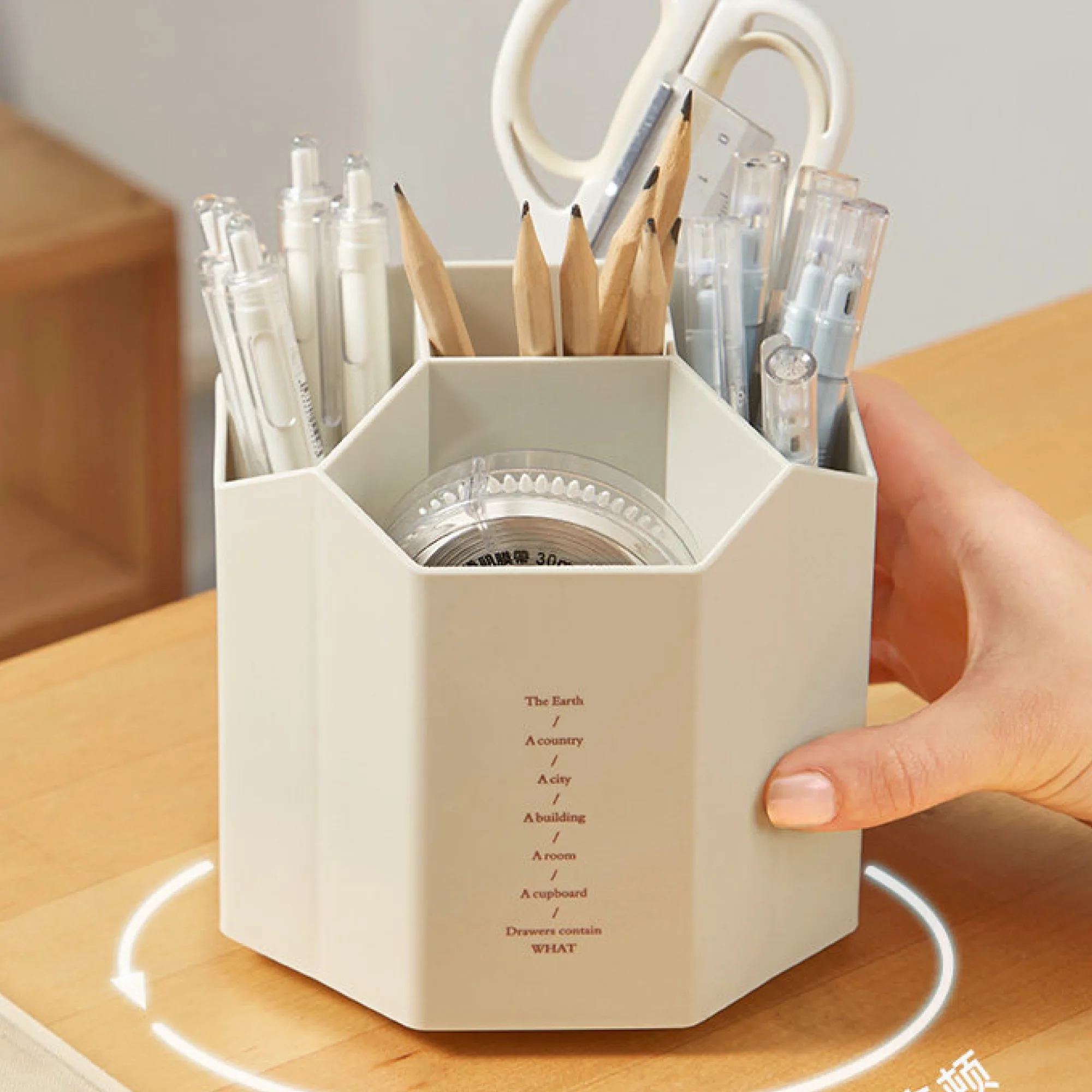 Rotating and Non-Rotating Multi-Compartment Desk Organizer Pen Holder
