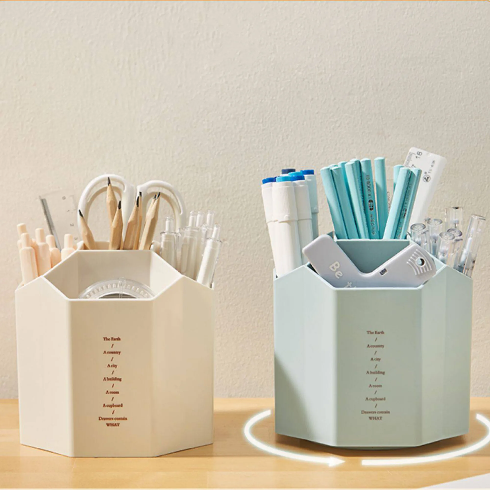 Rotating and Non-Rotating Multi-Compartment Desk Organizer Pen Holder thumbnail 3
