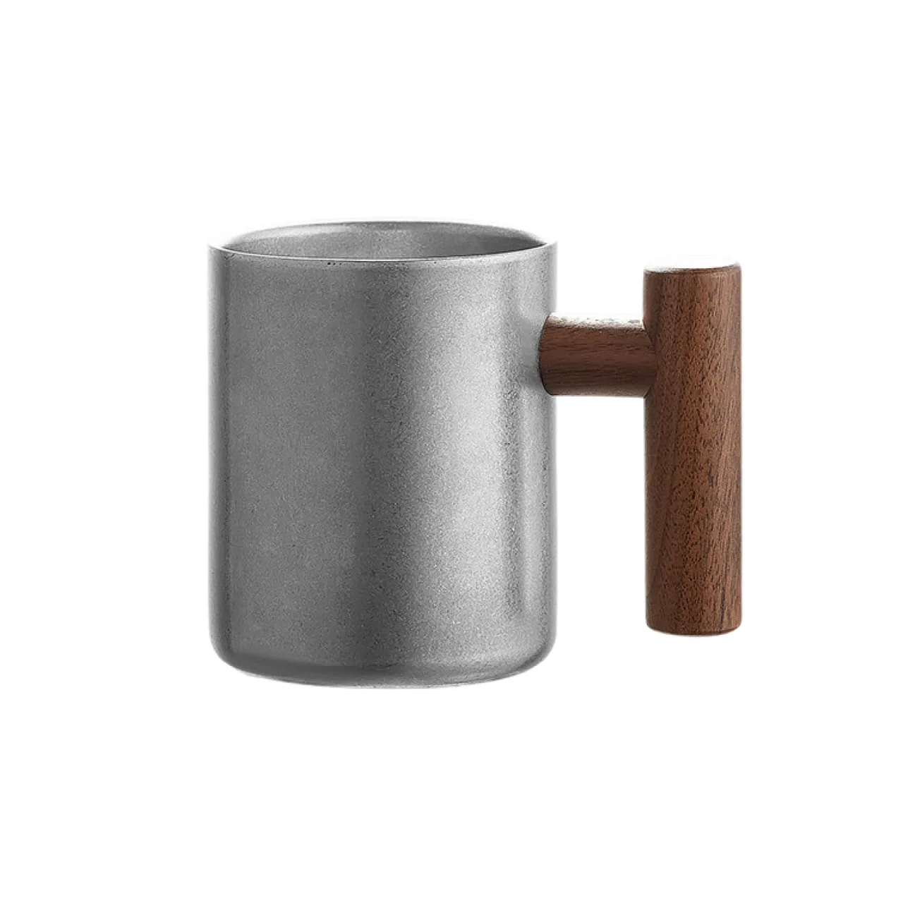 Retro Silver Stainless Steel Mug (Double-Wall or Single-Wall, with or without Lid) — alternate view 1