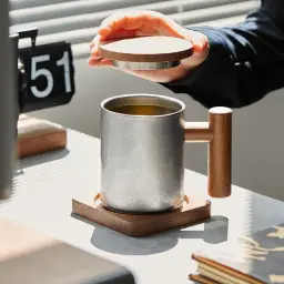 Retro Silver Stainless Steel Mug (Double-Wall or Single-Wall, with or without Lid) thumbnail 8