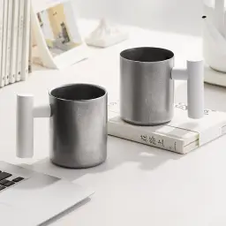 Retro Silver Stainless Steel Mug (Double-Wall or Single-Wall, with or without Lid) thumbnail 6