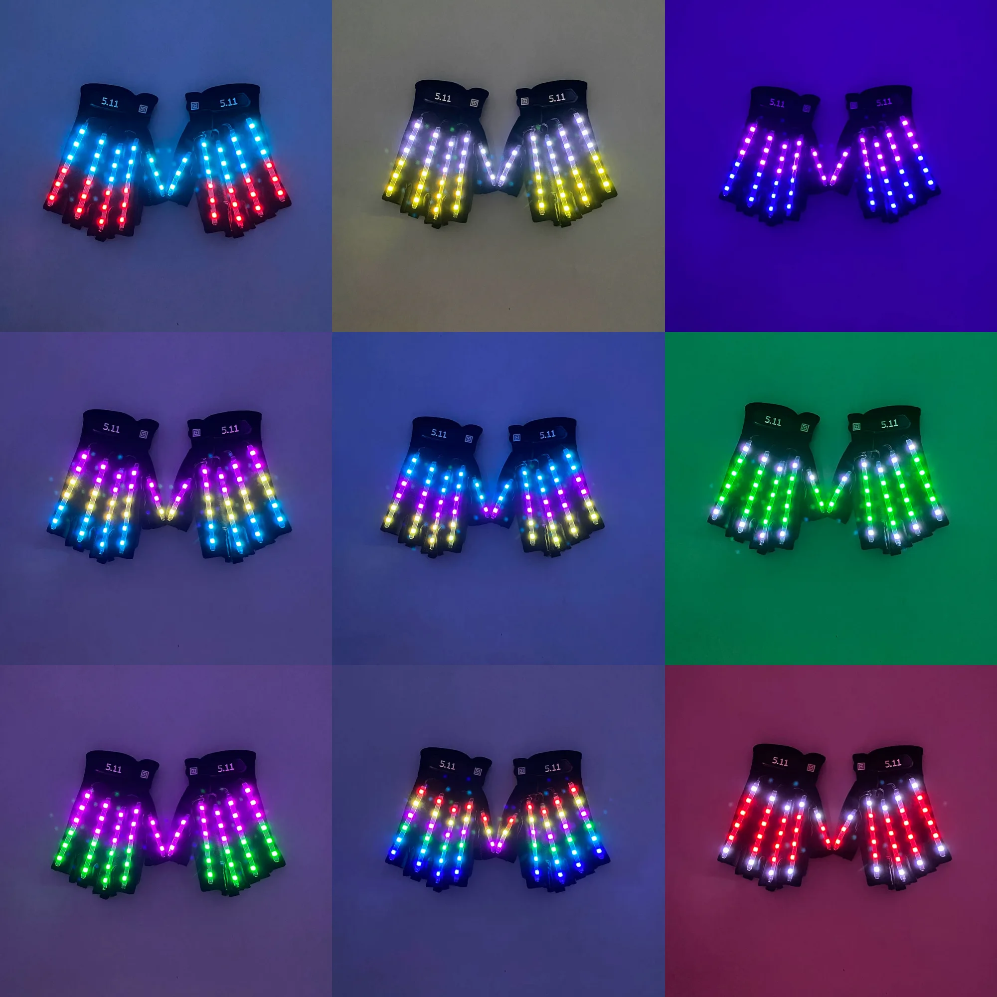 LED Light-Up Gloves with Fingerless Design and Multiple Color Options thumbnail 4