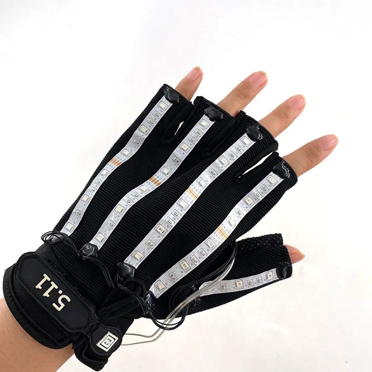 LED Light-Up Gloves with Fingerless Design and Multiple Color Options
