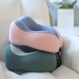 U-Shaped Memory Foam Neck Pillow with Removable Cover thumbnail 2