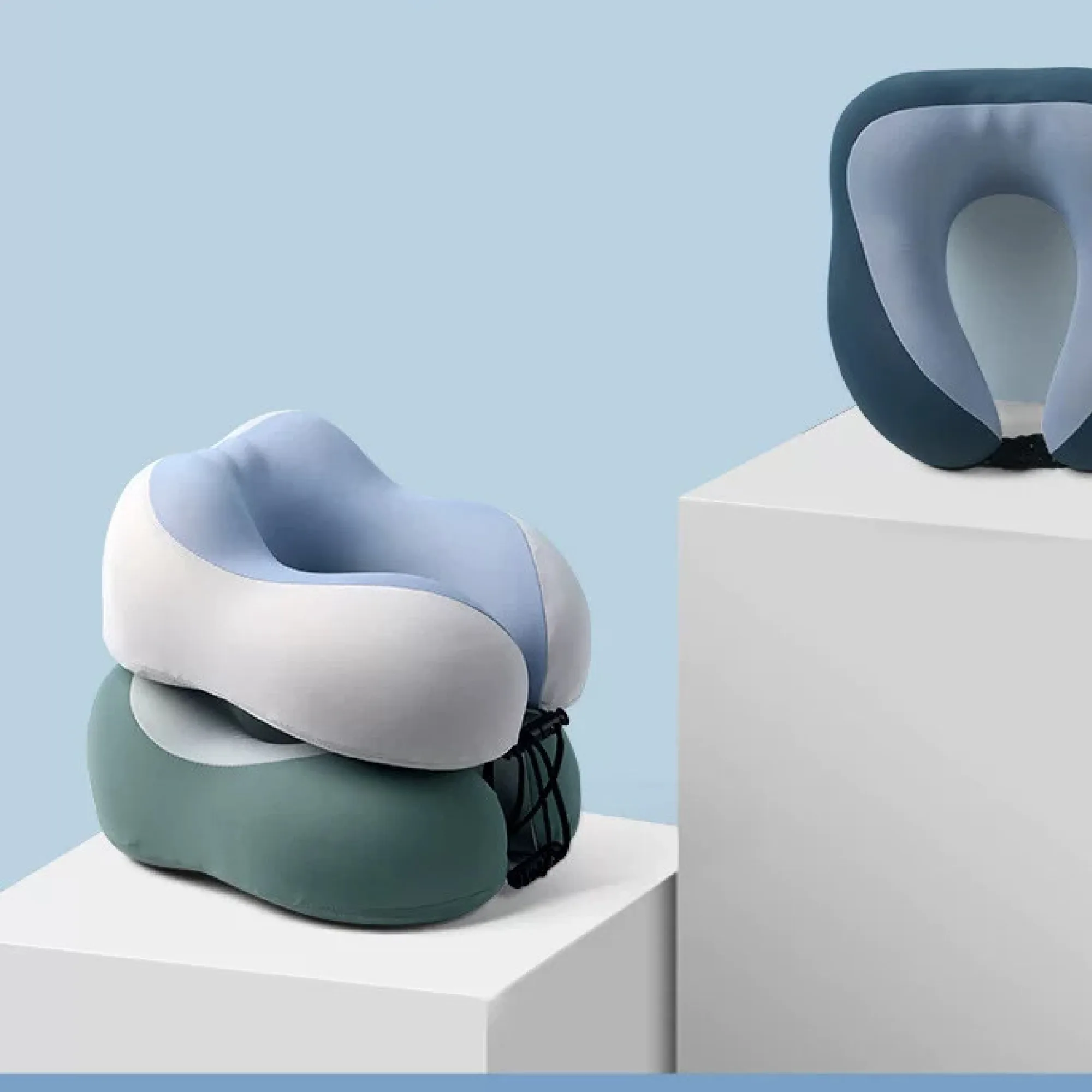 U-Shaped Memory Foam Neck Pillow with Removable Cover thumbnail 3