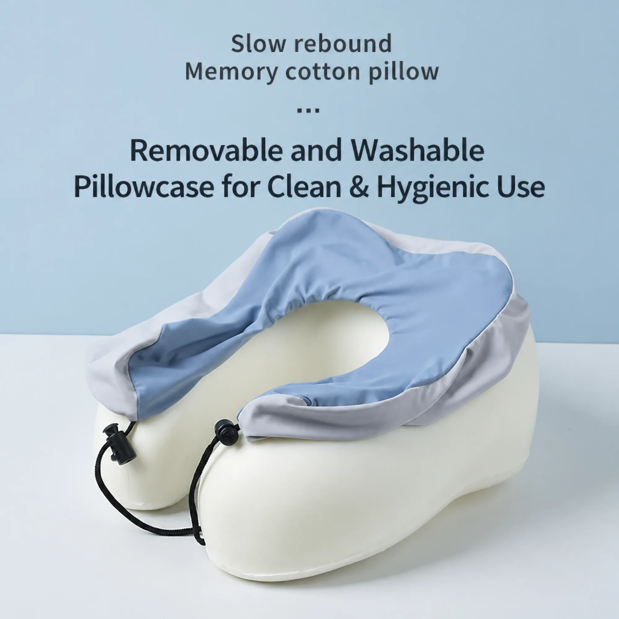 U-Shaped Memory Foam Neck Pillow with Removable Cover thumbnail 4