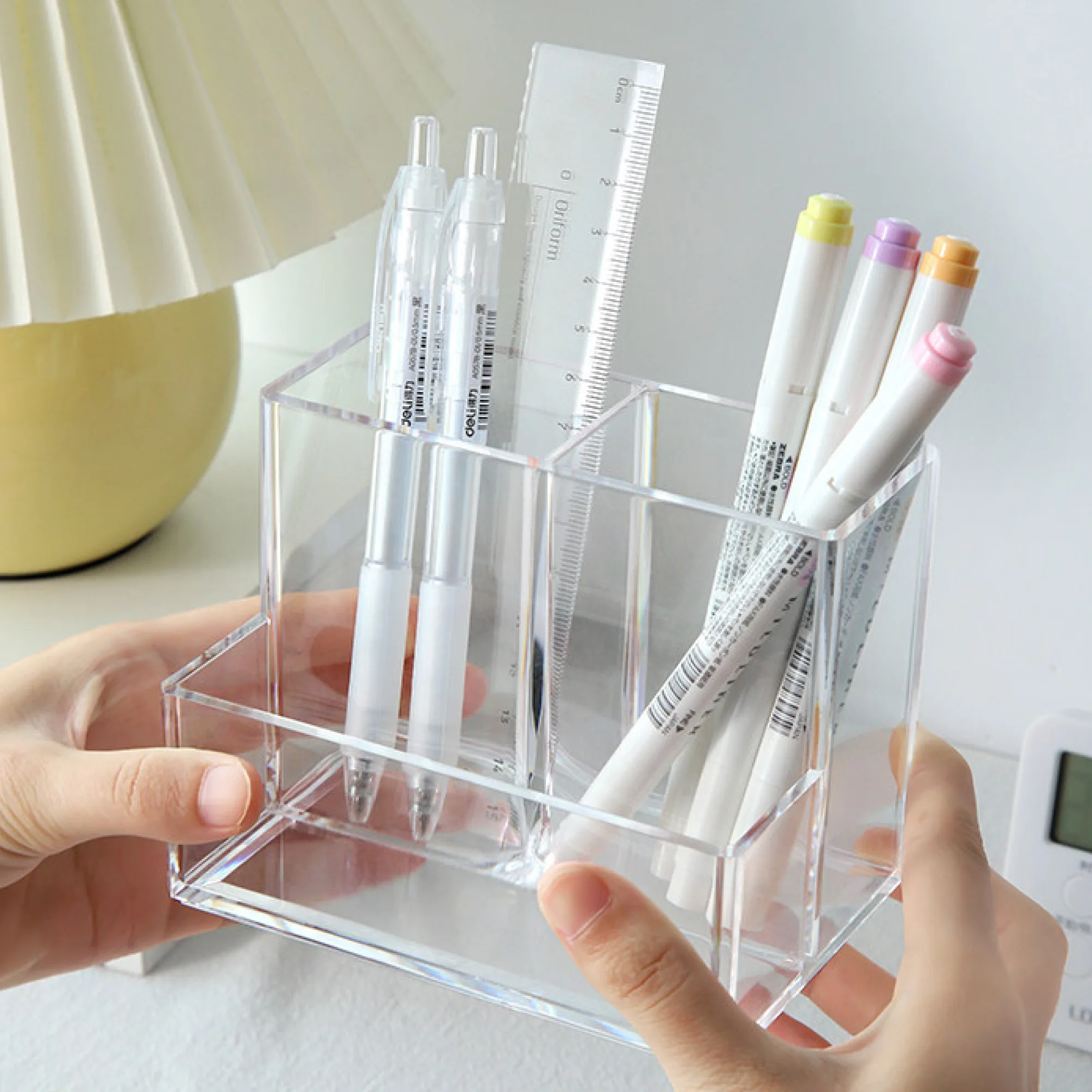 Acrylic Desk Pen Holder with Multiple Compartments thumbnail 4