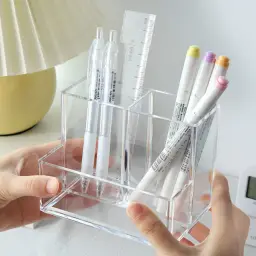Acrylic Desk Pen Holder with Multiple Compartments thumbnail 4