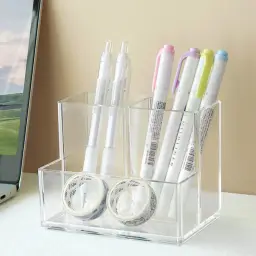 Acrylic Desk Pen Holder with Multiple Compartments thumbnail 2