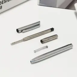 Slim Metal Ballpoint Pen with Electroplated Silver Barrel and Rotary Closure thumbnail 3