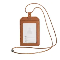 Genuine Leather ID Card Holder with Lanyard - Vertical and Horizontal Styles thumbnail 10