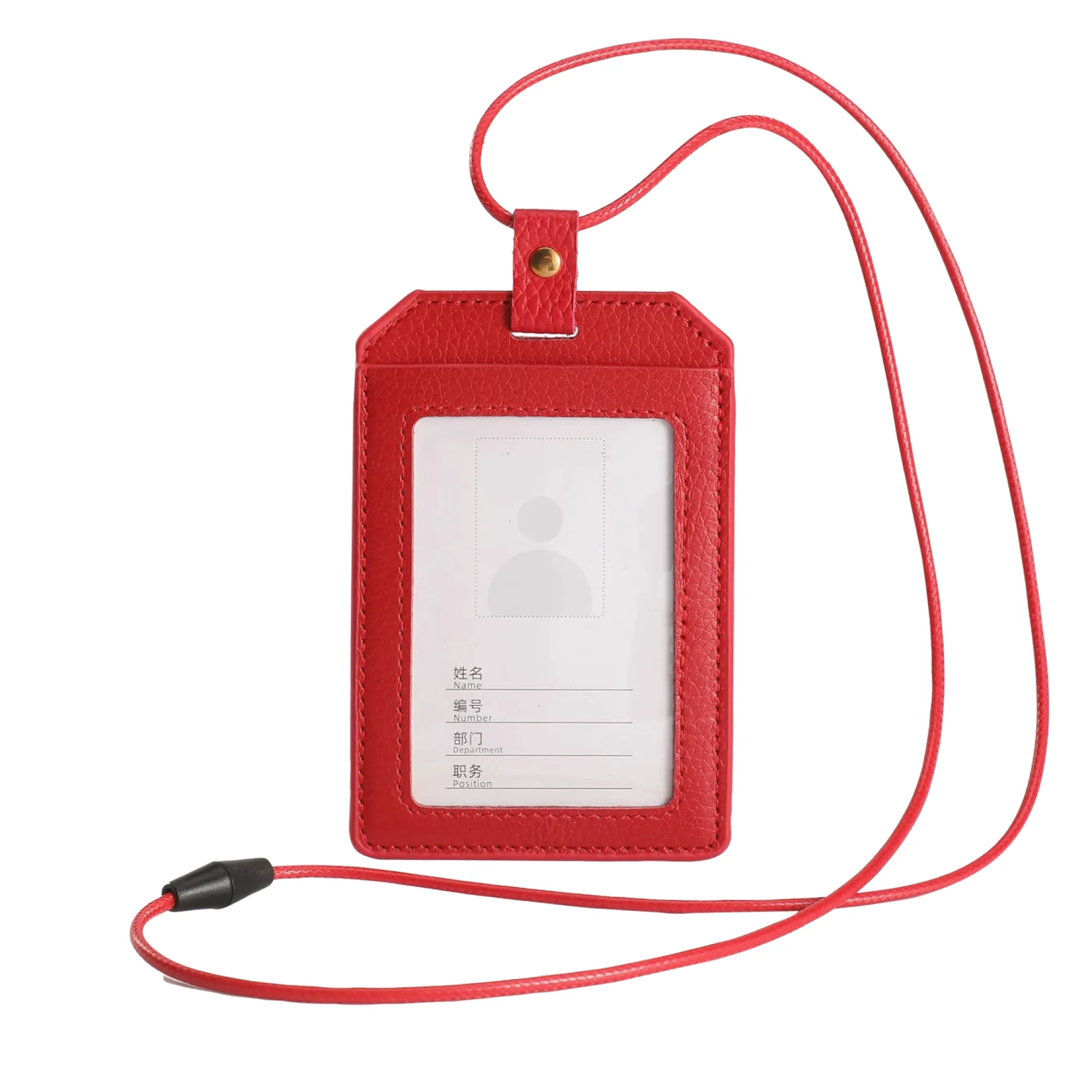 Genuine Leather ID Card Holder with Lanyard - Vertical and Horizontal Styles thumbnail 12