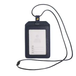 Genuine Leather ID Card Holder with Lanyard - Vertical and Horizontal Styles thumbnail 8