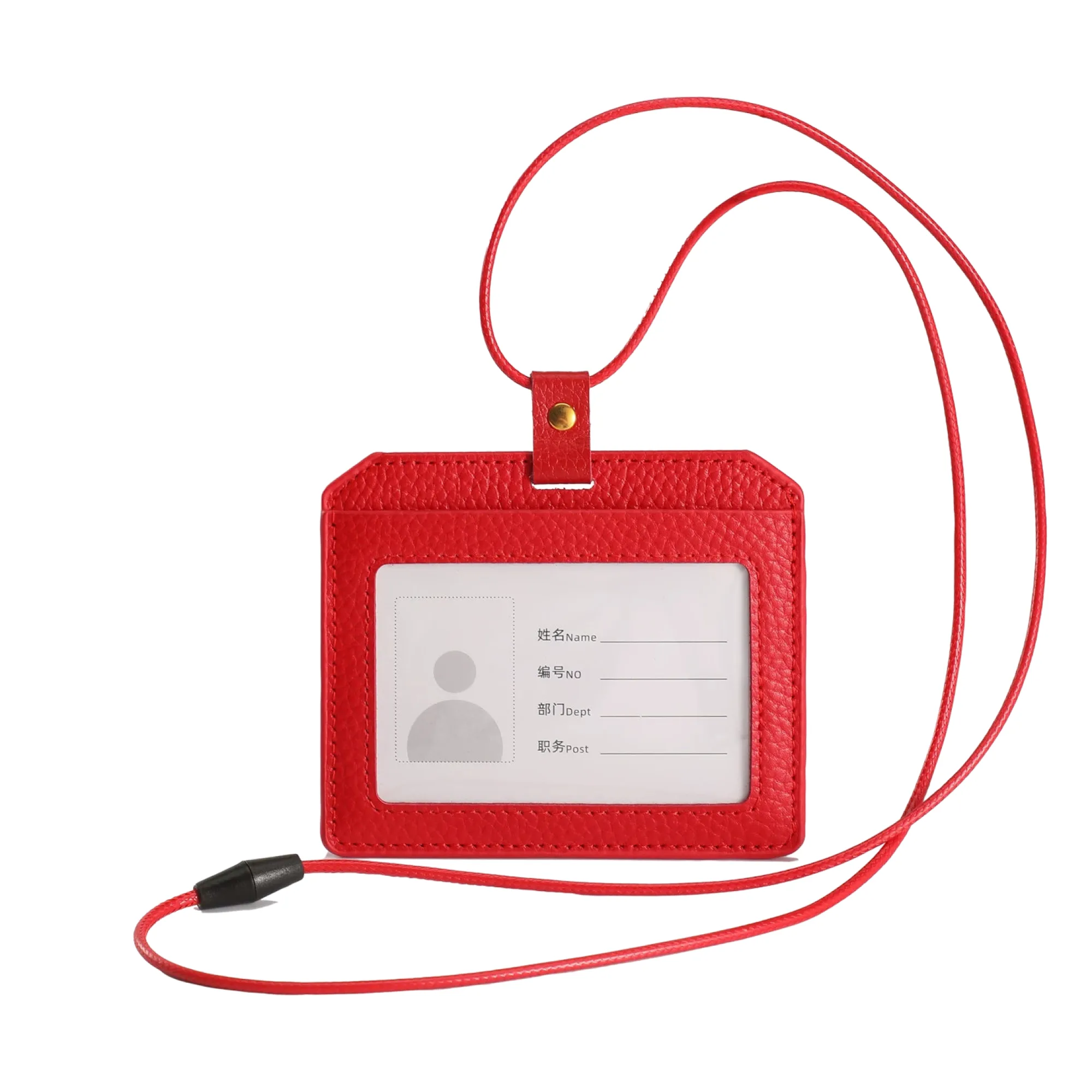 Genuine Leather ID Card Holder with Lanyard - Vertical and Horizontal Styles thumbnail 17
