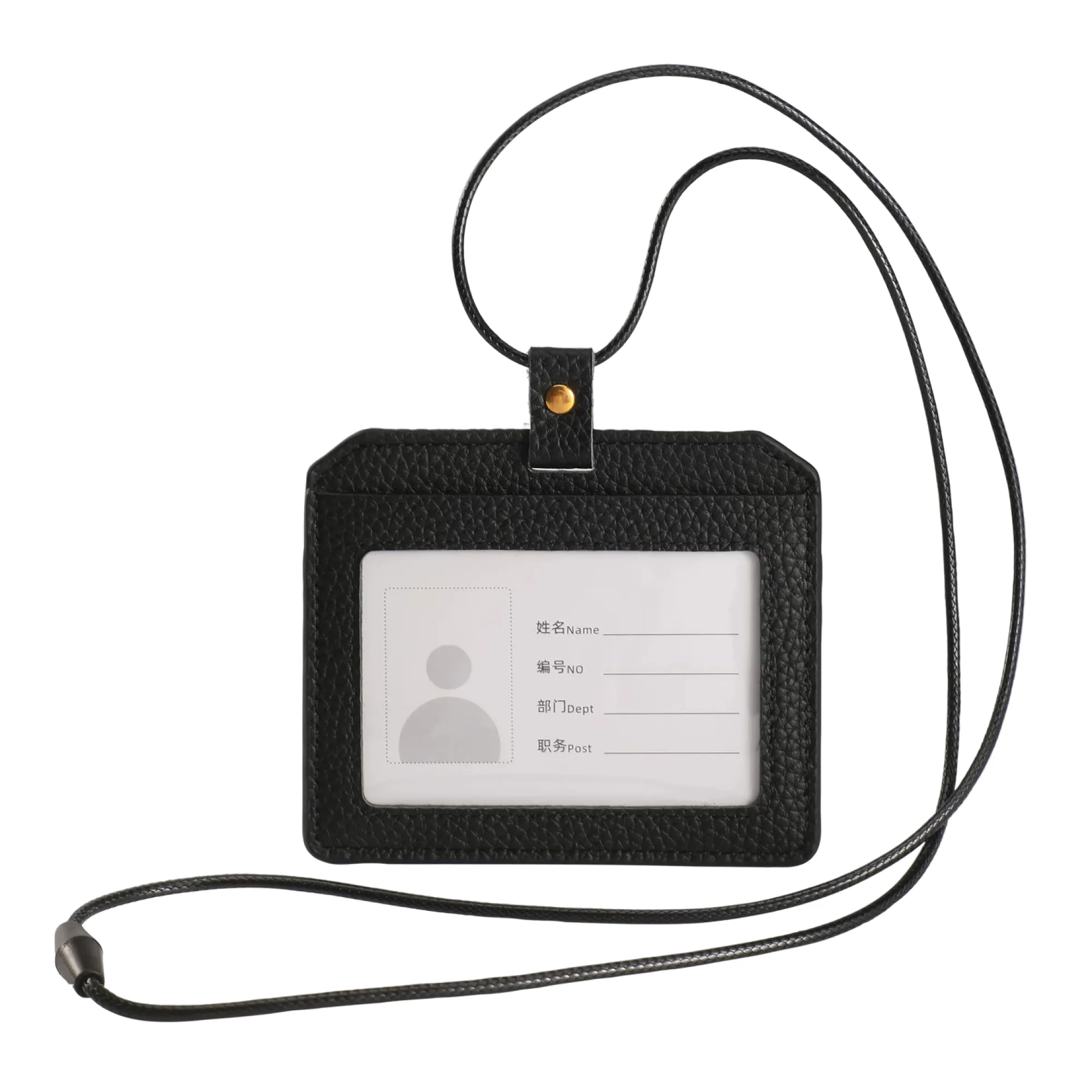 Genuine Leather ID Card Holder with Lanyard - Vertical and Horizontal Styles thumbnail 14