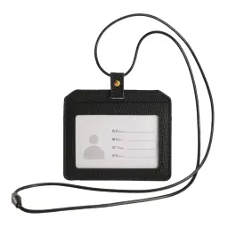 Genuine Leather ID Card Holder with Lanyard - Vertical and Horizontal Styles thumbnail 14
