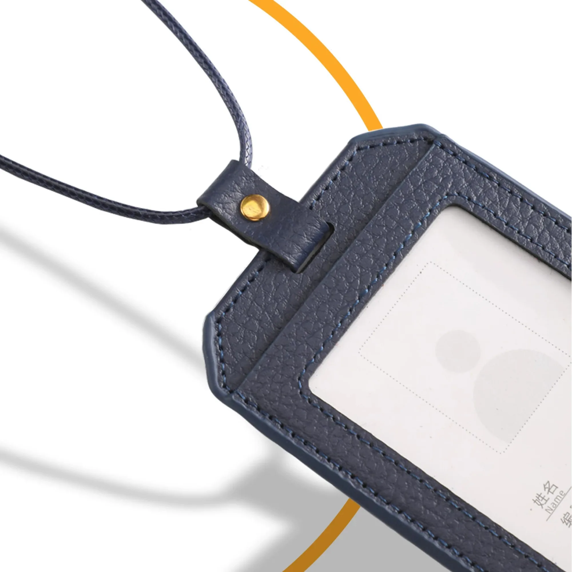 Genuine Leather ID Card Holder with Lanyard - Vertical and Horizontal Styles thumbnail 3
