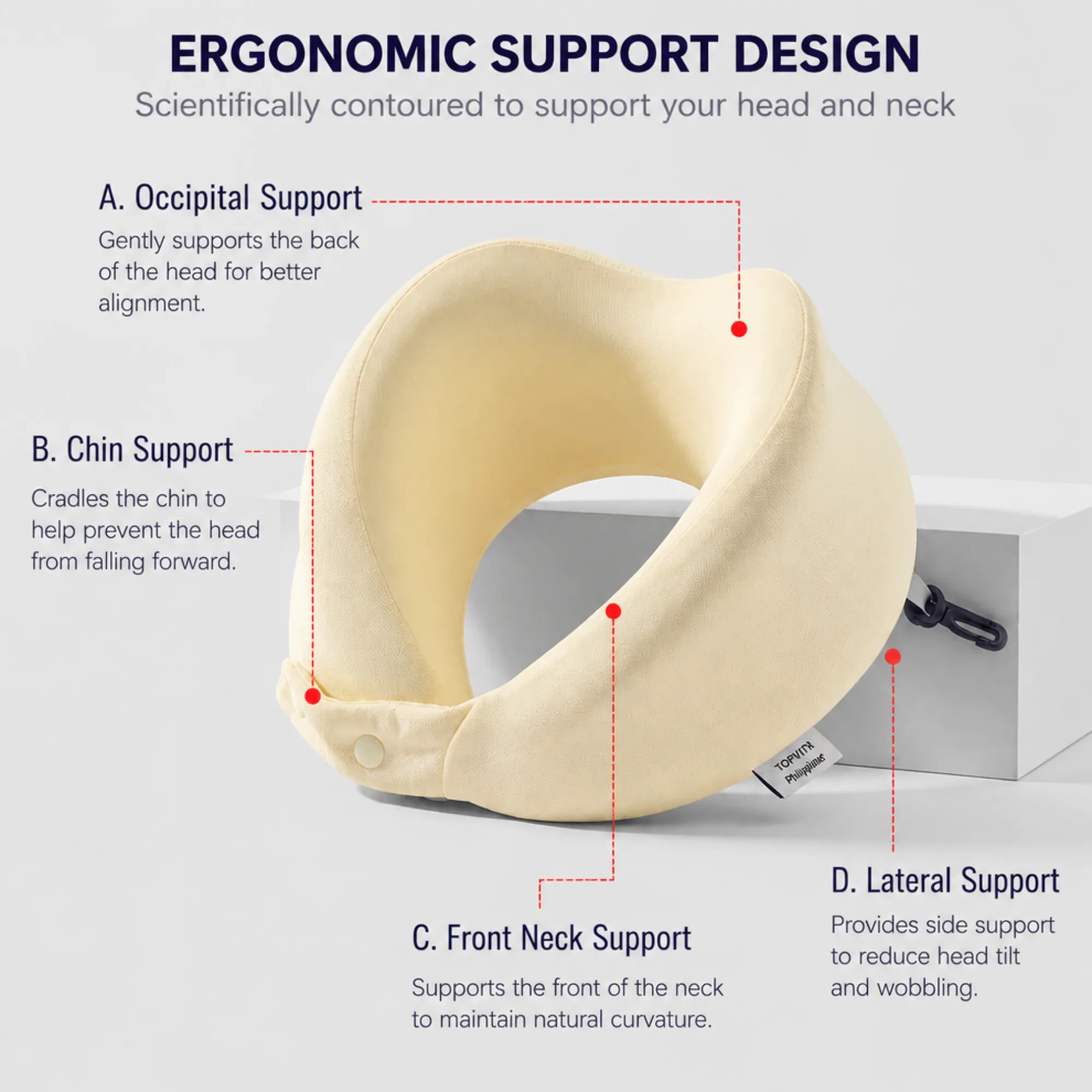 U-Shaped Neck Pillow with Memory Foam and Ice Silk Cover thumbnail 2