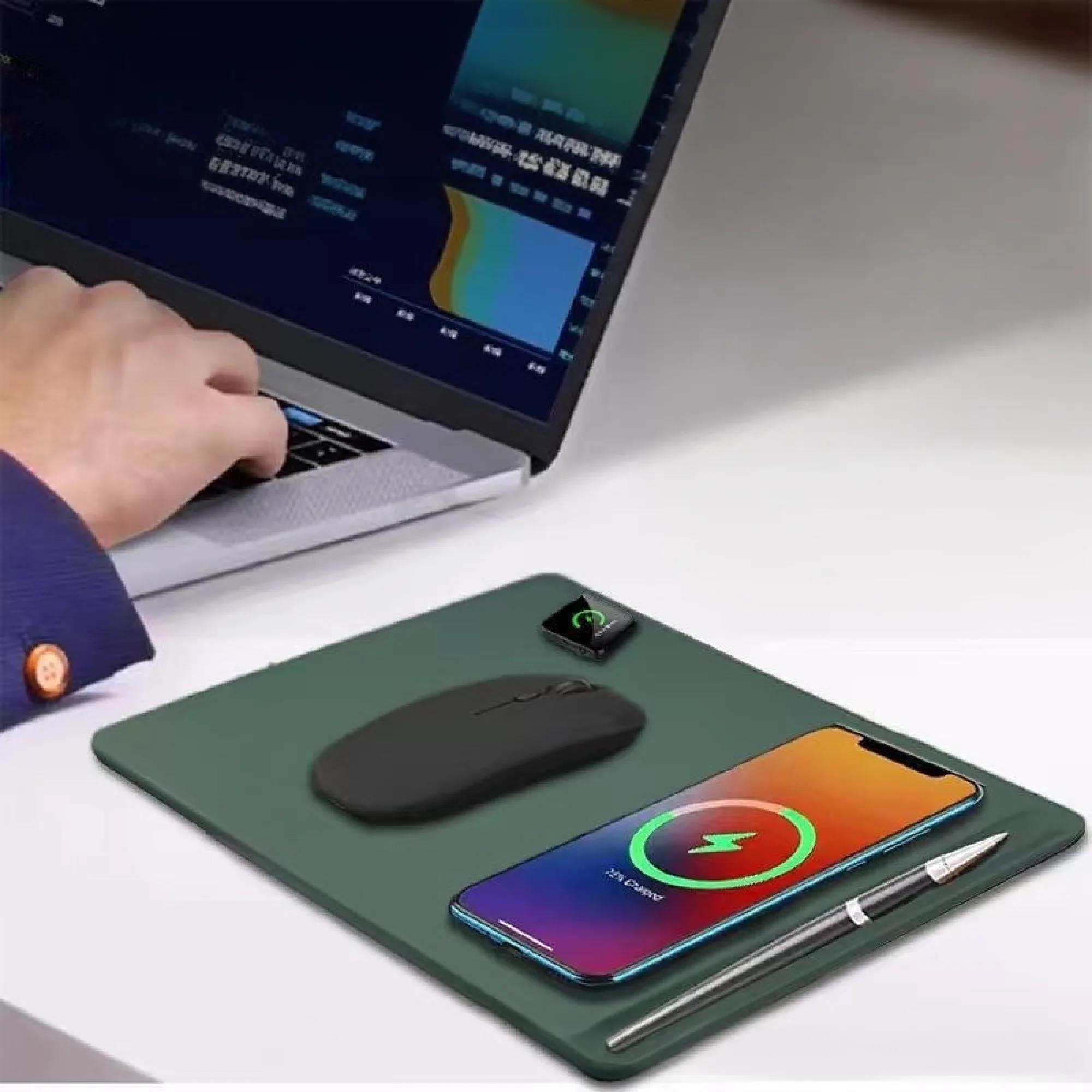 15W Wireless Charging Mouse Pad with Watch Charging